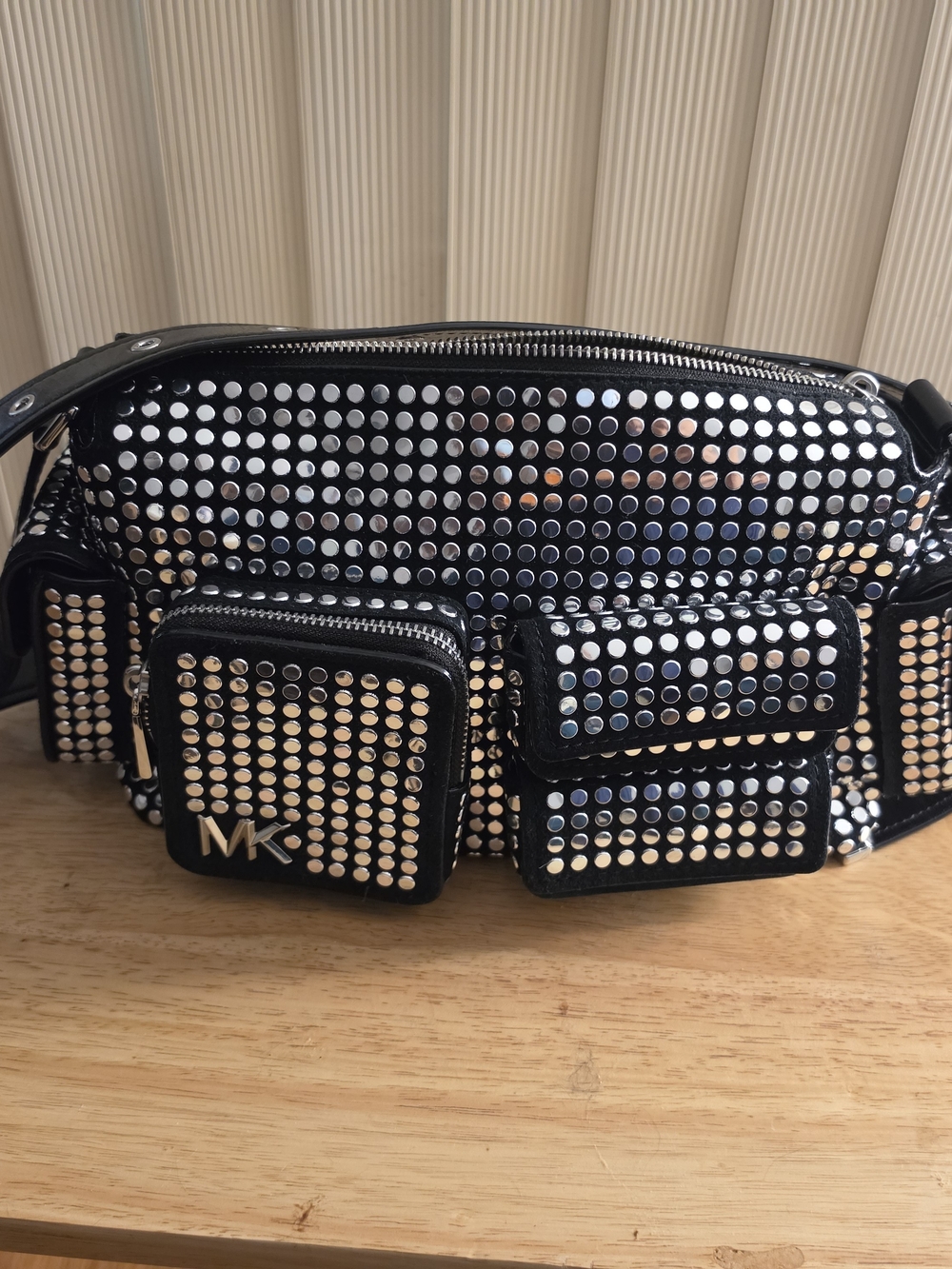 Michael Kors Black Studded Multi-Pocket Belt Bag